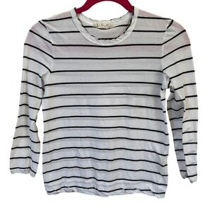 A.L.C. Striped Long Sleeve Tee XS White Black Cotton Nautical Coastal French